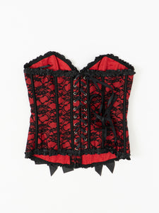 DEADSTOCK x BLUSHING DOLL Black & Red Lace Corset (M, L)