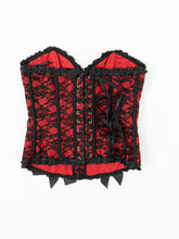 Load image into Gallery viewer, DEADSTOCK x BLUSHING DOLL Black &amp; Red Lace Corset (M, L)