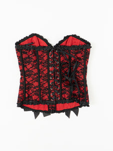 DEADSTOCK x BLUSHING DOLL Black & Red Lace Corset (M, L)