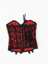 Load image into Gallery viewer, DEADSTOCK x BLUSHING DOLL Black &amp; Red Lace Corset (M, L)