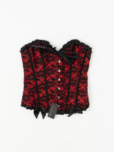 Load image into Gallery viewer, DEADSTOCK x BLUSHING DOLL Black &amp; Red Lace Corset (M, L)