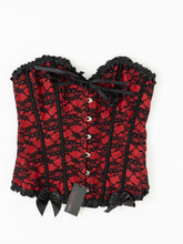 Load image into Gallery viewer, DEADSTOCK x BLUSHING DOLL Black &amp; Red Lace Corset (M, L)