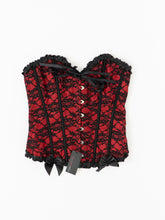 Load image into Gallery viewer, DEADSTOCK x BLUSHING DOLL Black &amp; Red Lace Corset (M, L)