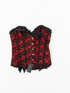 DEADSTOCK x BLUSHING DOLL Black & Red Lace Corset (M, L)