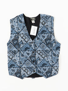 Vintage x MARSHALL ROUSSO Blue Paisley Beaded Vest (M)