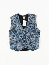 Load image into Gallery viewer, Vintage x MARSHALL ROUSSO Blue Paisley Beaded Vest (M)