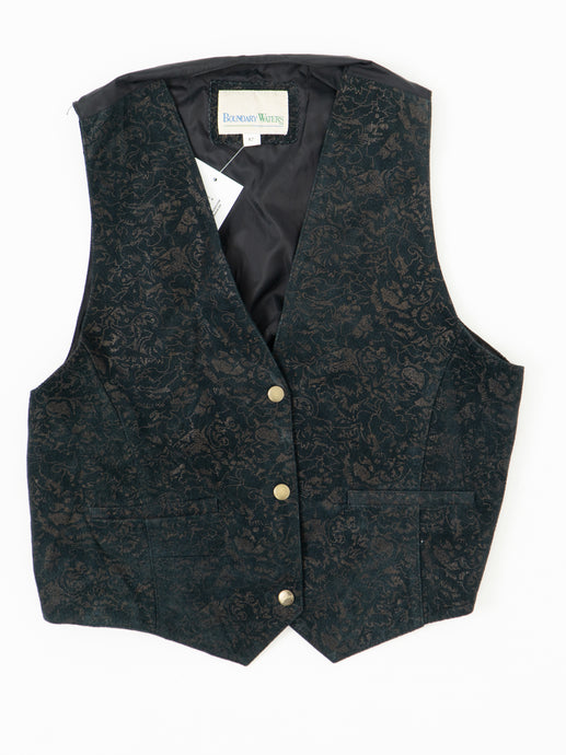 Vintage x BOUNDARY WATERS Black Suede Patterned Leather Vest (M)