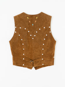 Vintage x CRIPPLE CREEK Tan Suede Rhinestone Vest (XS-M)