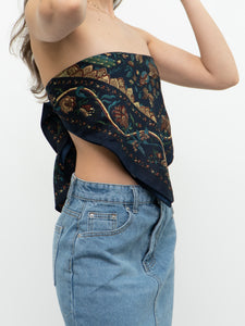 Vintage x Navy Paisley Satin Scarf