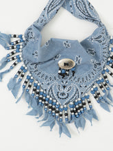 Load image into Gallery viewer, Vintage x Blue Beaded Concho Bandana