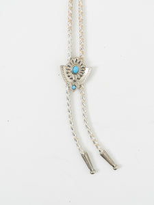 Vintage x White, Silver Teal Bolo