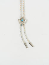 Load image into Gallery viewer, Vintage x White, Silver Teal Bolo