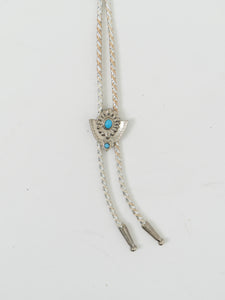 Vintage x White, Silver Teal Bolo