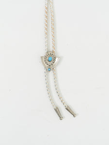 Vintage x White, Silver Teal Bolo