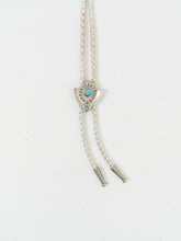 Load image into Gallery viewer, Vintage x White, Silver Teal Bolo