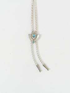 Vintage x White, Silver Teal Bolo