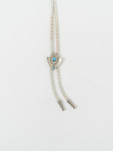 Vintage x White, Silver Teal Bolo