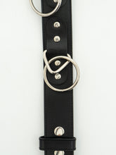 Load image into Gallery viewer, Vintage x Black, Silver Hoop Leather Belt (L, XL)