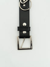 Load image into Gallery viewer, Vintage x Black, Silver Hoop Leather Belt (L, XL)