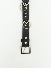 Load image into Gallery viewer, Vintage x Black, Silver Hoop Leather Belt (L, XL)