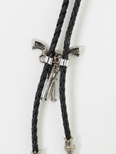 Load image into Gallery viewer, Vintage x Black Leather Silver Gun-Detailed Bolo