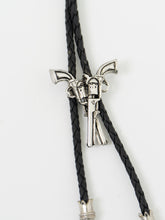 Load image into Gallery viewer, Vintage x Black Leather Silver Gun-Detailed Bolo