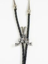 Load image into Gallery viewer, Vintage x Black Leather Silver Gun-Detailed Bolo