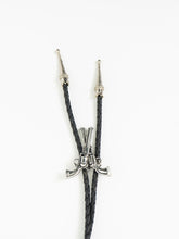 Load image into Gallery viewer, Vintage x Black Leather Silver Gun-Detailed Bolo