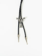 Load image into Gallery viewer, Vintage x Black Leather Silver Gun-Detailed Bolo