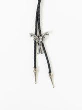 Load image into Gallery viewer, Vintage x Black Leather Silver Gun-Detailed Bolo