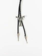 Load image into Gallery viewer, Vintage x Black Leather Silver Gun-Detailed Bolo