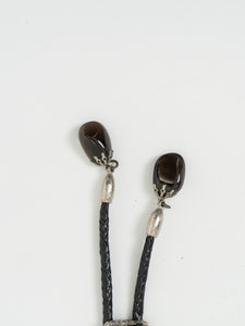 Vintage x Black Cluster Stone Leather Bolo