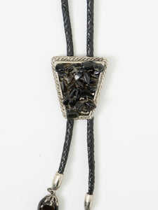 Vintage x Black Cluster Stone Leather Bolo