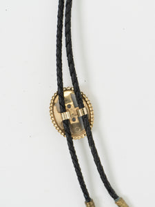 Vintage x Pale Stone Black Leather Bolo