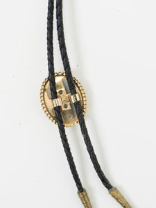 Vintage x Pale Stone Black Leather Bolo