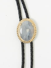 Load image into Gallery viewer, Vintage x Pale Stone Black Leather Bolo