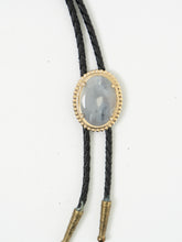 Load image into Gallery viewer, Vintage x Pale Stone Black Leather Bolo