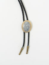 Load image into Gallery viewer, Vintage x Pale Stone Black Leather Bolo