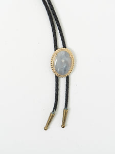 Vintage x Pale Stone Black Leather Bolo