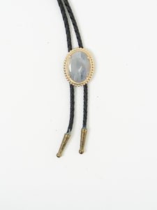 Vintage x Pale Stone Black Leather Bolo