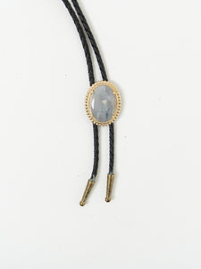 Vintage x Pale Stone Black Leather Bolo