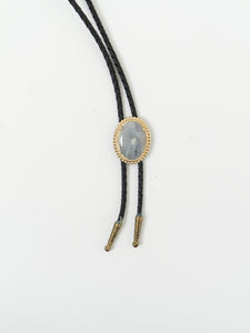 Vintage x Pale Stone Black Leather Bolo