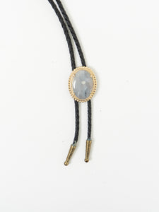 Vintage x Pale Stone Black Leather Bolo