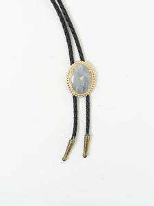 Vintage x Pale Stone Black Leather Bolo