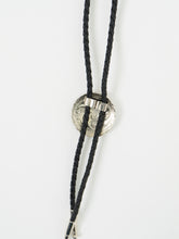 Load image into Gallery viewer, Vintage x Black Leather, Silver &amp; Gold Horseshoe Bolo