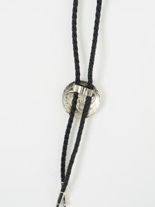 Vintage x Black Leather, Silver & Gold Horseshoe Bolo