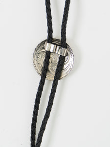 Vintage x Black Leather, Silver & Gold Horseshoe Bolo