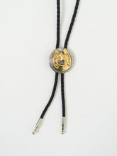 Load image into Gallery viewer, Vintage x Black Leather, Silver &amp; Gold Horseshoe Bolo