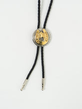 Load image into Gallery viewer, Vintage x Black Leather, Silver &amp; Gold Horseshoe Bolo