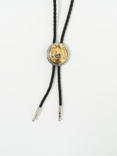 Load image into Gallery viewer, Vintage x Black Leather, Silver &amp; Gold Horseshoe Bolo